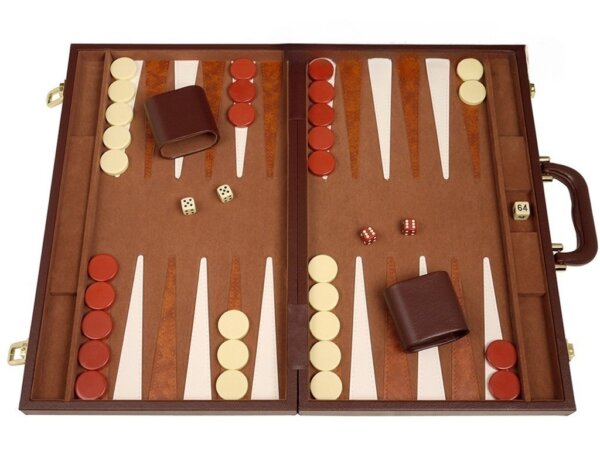 15-inch Deluxe Backgammon Set - Brown