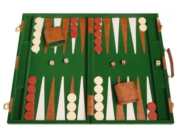 15-inch Deluxe Backgammon Set - Green