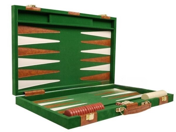 15-inch Deluxe Backgammon Set - Green - Image 2