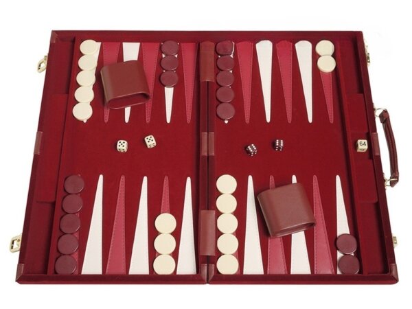 15-inch Deluxe Backgammon Set - Maroon