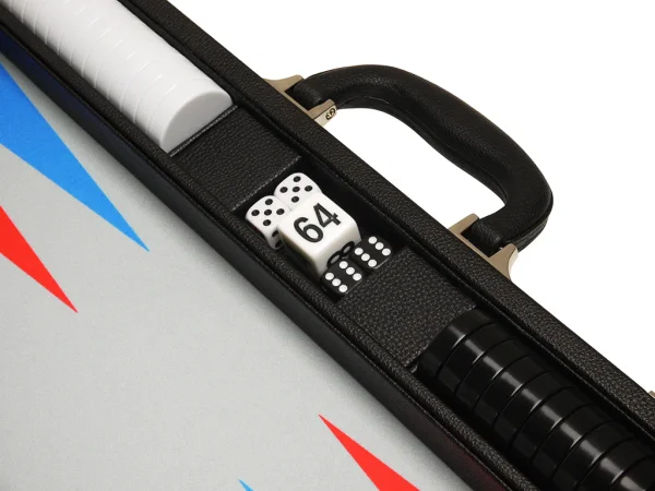 19-inch Premium Backgammon Set - Black with Scarlet Red and Patriot Blue Points - Image 4