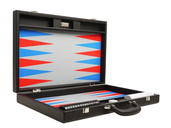 19-inch Premium Backgammon Set - Black with Scarlet Red and Patriot Blue Points - Image 2