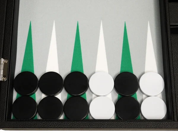 19-inch Premium Backgammon Set - Black with White and Green Points - Image 3