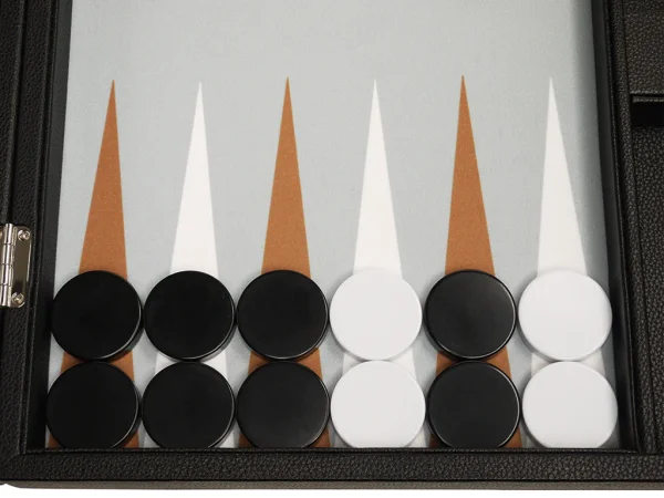 19-inch Premium Backgammon Set - Black with White and Rum Points - Image 3