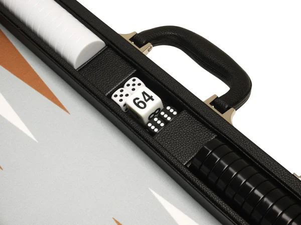 19-inch Premium Backgammon Set - Black with White and Rum Points - Image 4