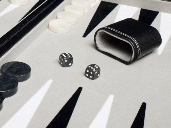 21-inch Tournament Backgammon Set - Inlaid Velvet Field - Black/Grey - Image 3