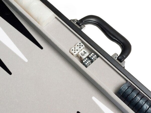 21-inch Tournament Backgammon Set - Inlaid Velvet Field - Black/Grey - Image 4