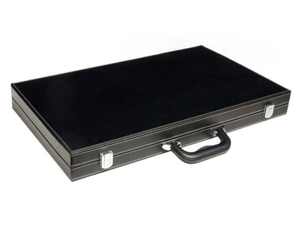 21-inch Tournament Backgammon Set - Inlaid Velvet Field - Black/Grey - Image 5