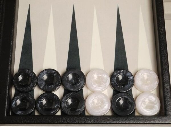 GammonVillage Tournament Backgammon Set - Champion Class - Black Case - Grey Field - Image 3