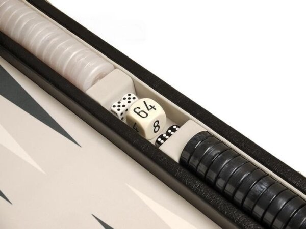 GammonVillage Tournament Backgammon Set - Champion Class - Black Case - Grey Field - Image 5