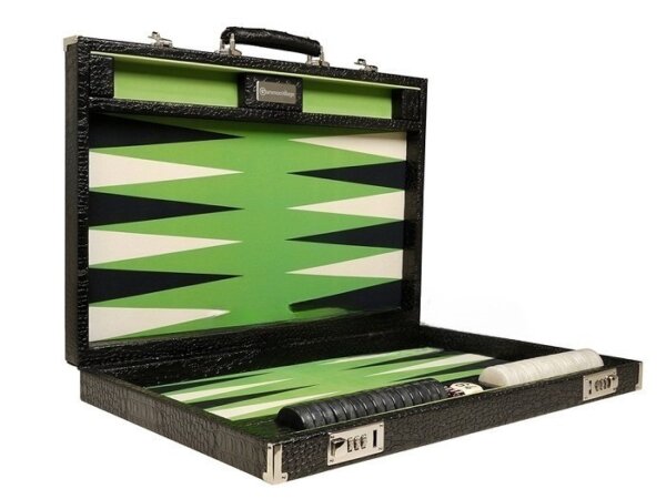 GammonVillage Tournament Backgammon Set - Champion Class - Black with Green Field - Image 2