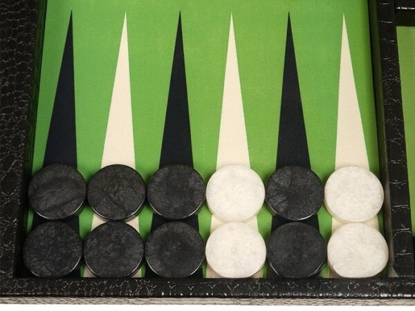 GammonVillage Tournament Backgammon Set - Champion Class - Black with Green Field - Image 3