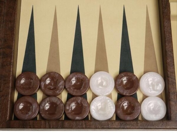 GammonVillage Tournament Backgammon Set - Champion Class - Brown Case - Beige Field - Black/Brown Points - Image 3