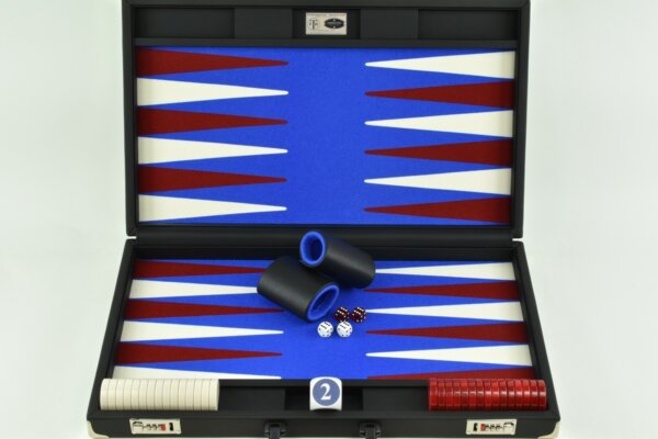 Blue/Red/White FTH Tournament Size Backgammon Board. 45mm Checkers - Image 2