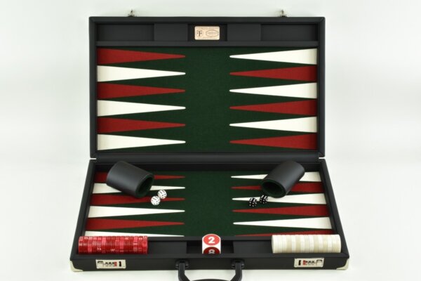 Dark Green - Red/White FTH Tournament Backgammon Set - Image 2