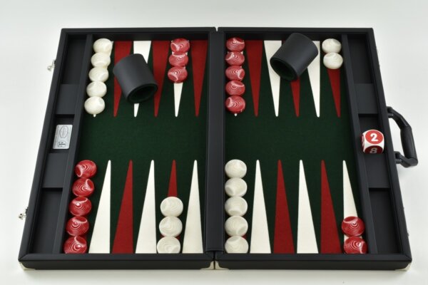Dark Green - Red/White FTH Tournament Backgammon Set