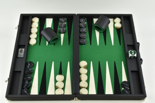 Green- Black/White FTH Tournament Backgammon Set