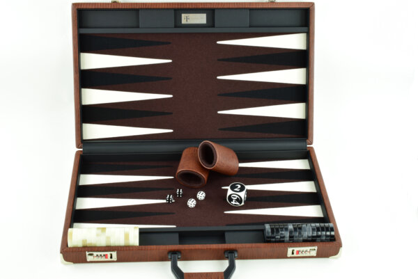 "Mocha Alligator" - Special Edition Brown-Black-White FTH Tournament Size Backgammon Board. 45mm Checkers - Image 2