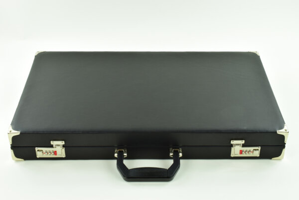 "Padded Black Leather" - Special Edition Red - Black/White, Eagle Logo, FTH Tournament Size Backgammon Board. 45mm Checkers - Image 5
