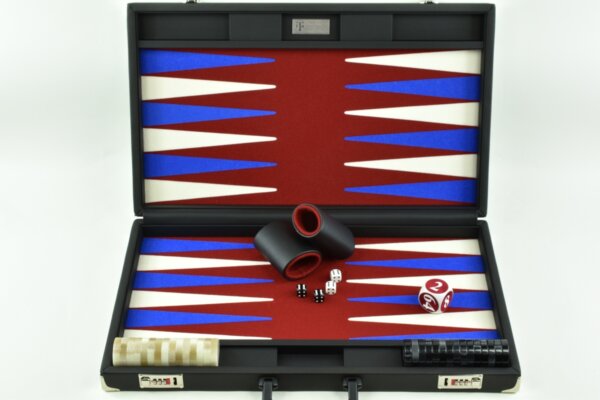 Red/White/Blue FTH Tournament Size Backgammon Board. 45mm Checkers - Image 2