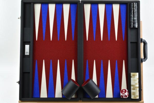 Red/White/Blue FTH Tournament Size Backgammon Board. 45mm Checkers - Image 4