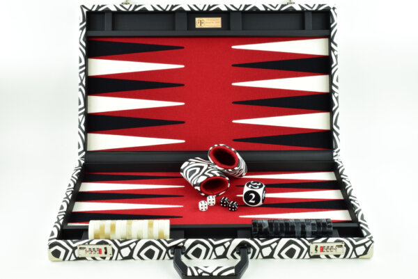 "Retro Red" - Special Edition Red-Black-White FTH Tournament Size Backgammon Board - Image 2