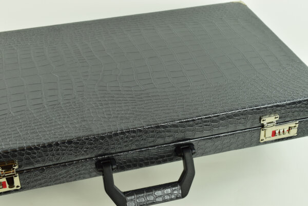 "Silver Metallic Crocodile" - Special Edition Red-Gray-White FTH Tournament Size Backgammon Board. 45mm Checkers - Image 5