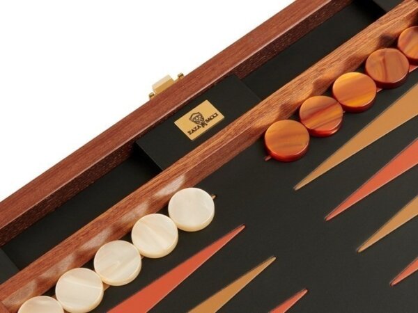 Zaza & Sacci® Folding Wood Backgammon Set - Model ZS-004 - Medium - Leather/Mahogany - Image 4