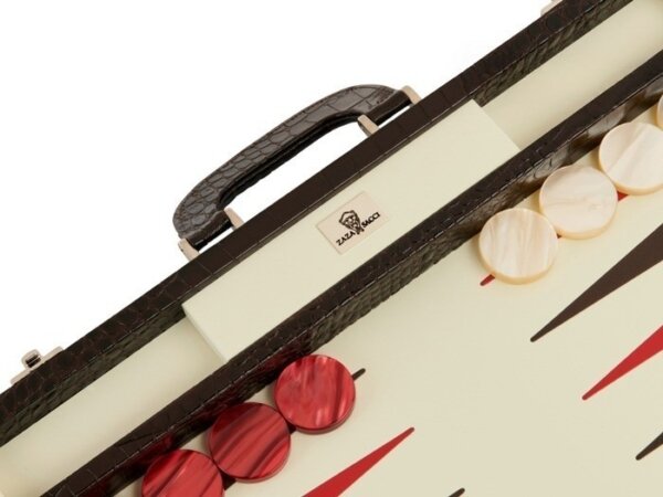 Zaza & Sacci® Leather Backgammon Set - Model ZS-501 - Medium - Brown Croco - Image 4