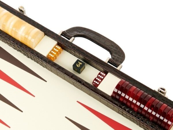Zaza & Sacci® Leather Backgammon Set - Model ZS-501 - Medium - Brown Croco - Image 5