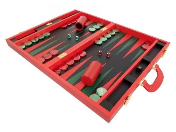 Zaza & Sacci® Leather Backgammon Set - Model ZS-501 - Medium - Red - Image 2