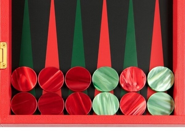 Zaza & Sacci® Leather Backgammon Set - Model ZS-501 - Medium - Red - Image 3