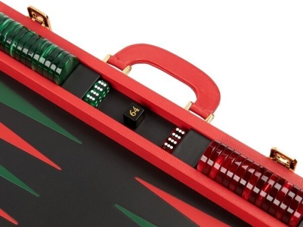 Zaza & Sacci® Leather Backgammon Set - Model ZS-501 - Medium - Red - Image 5