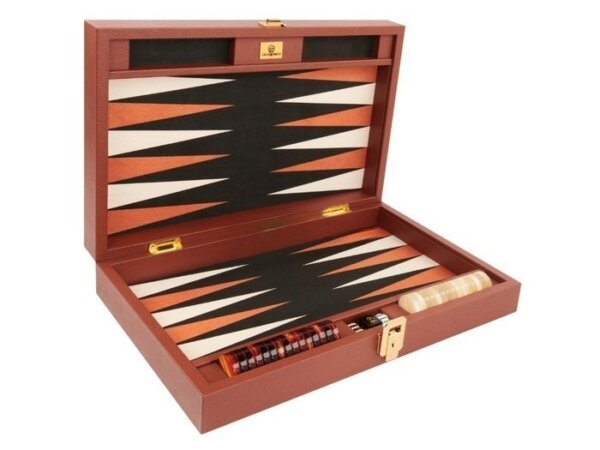 Zaza & Sacci® Leather/Microfiber Backgammon Set - Model ZS-305 - Small - Brown - Image 2