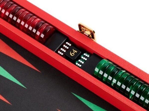 Zaza & Sacci® Leather/Microfiber Backgammon Set - Model ZS-305 - Small - Red - Image 5