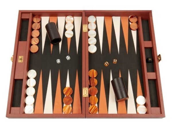 Zaza & Sacci® Leather/Microfiber Backgammon Set - Model ZS-425 - Brown