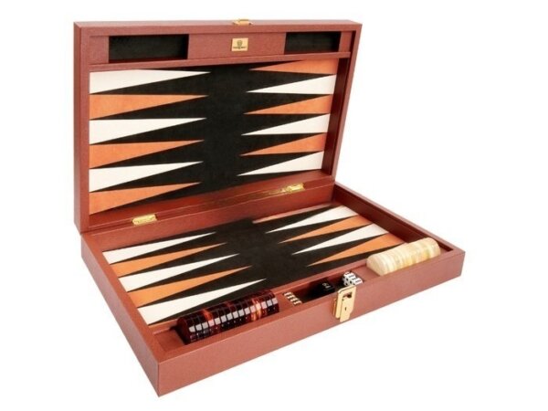 Zaza & Sacci® Leather/Microfiber Backgammon Set - Model ZS-425 - Brown - Image 2