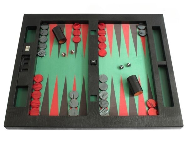 Zaza & Sacci® Leather/Microfiber Table Top Backgammon Set - Black