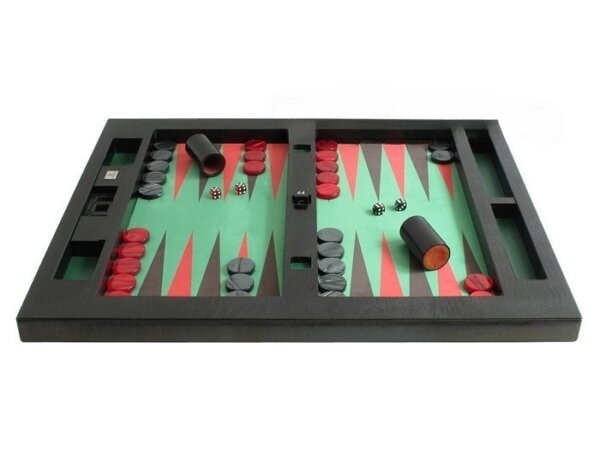 Zaza & Sacci® Leather/Microfiber Table Top Backgammon Set - Black - Image 2