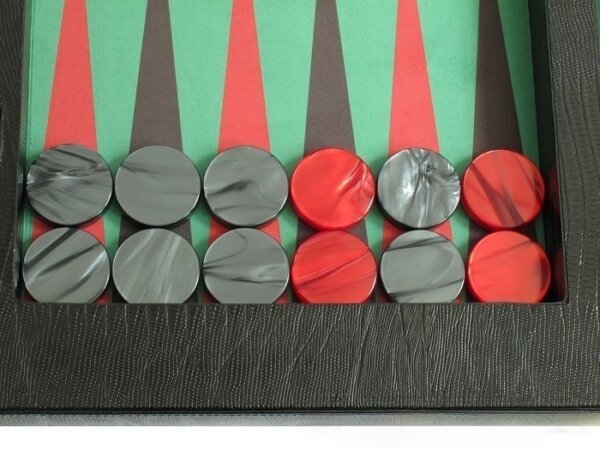 Zaza & Sacci® Leather/Microfiber Table Top Backgammon Set - Black - Image 3