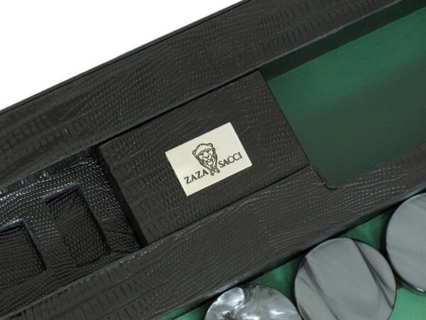 Zaza & Sacci® Leather/Microfiber Table Top Backgammon Set - Black - Image 4