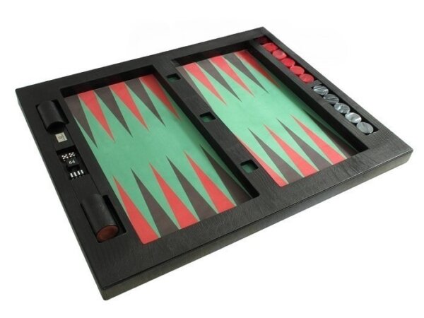 Zaza & Sacci® Leather/Microfiber Table Top Backgammon Set - Black - Image 6