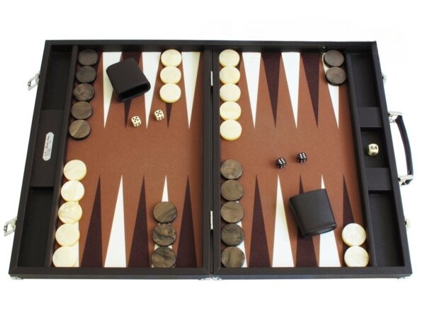 Hector Saxe Leatherette Backgammon Set - Chocolate