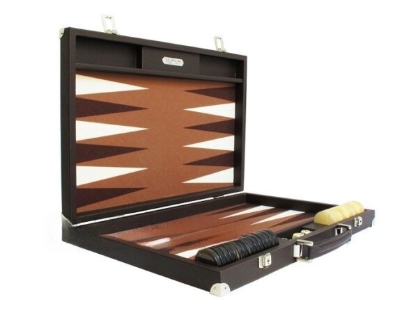 Hector Saxe Leatherette Backgammon Set - Chocolate - Image 2