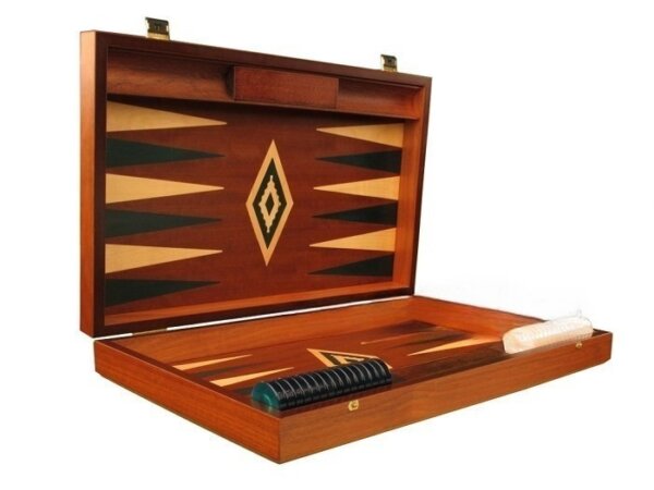 Mahogany Backgammon Set - Large - Green - Image 2