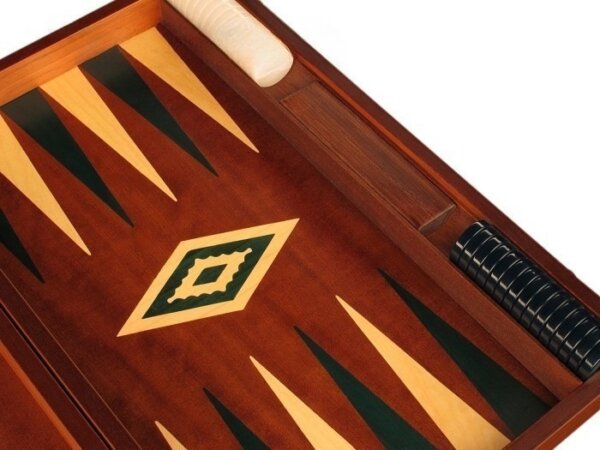 Mahogany Backgammon Set - Large - Green - Image 4