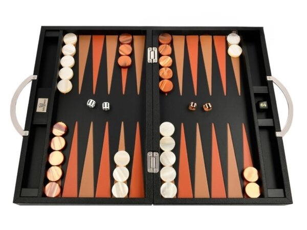 Zaza & Sacci® Leather Backgammon Set - Model ZS-200 - Travel - Black