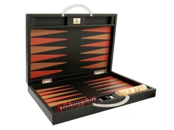 Zaza & Sacci® Leather Backgammon Set - Model ZS-200 - Travel - Black - Image 2
