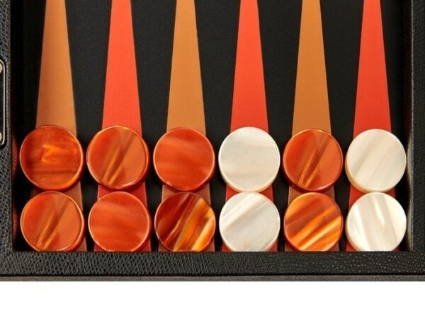 Zaza & Sacci® Leather Backgammon Set - Model ZS-200 - Travel - Black - Image 3