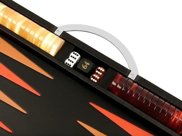 Zaza & Sacci® Leather Backgammon Set - Model ZS-200 - Travel - Black - Image 5